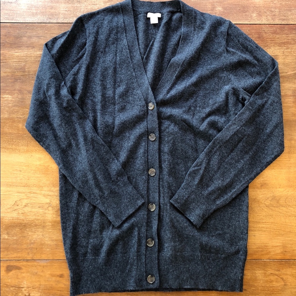 J. Crew NWOT Dark Grey V-neck Cardigan